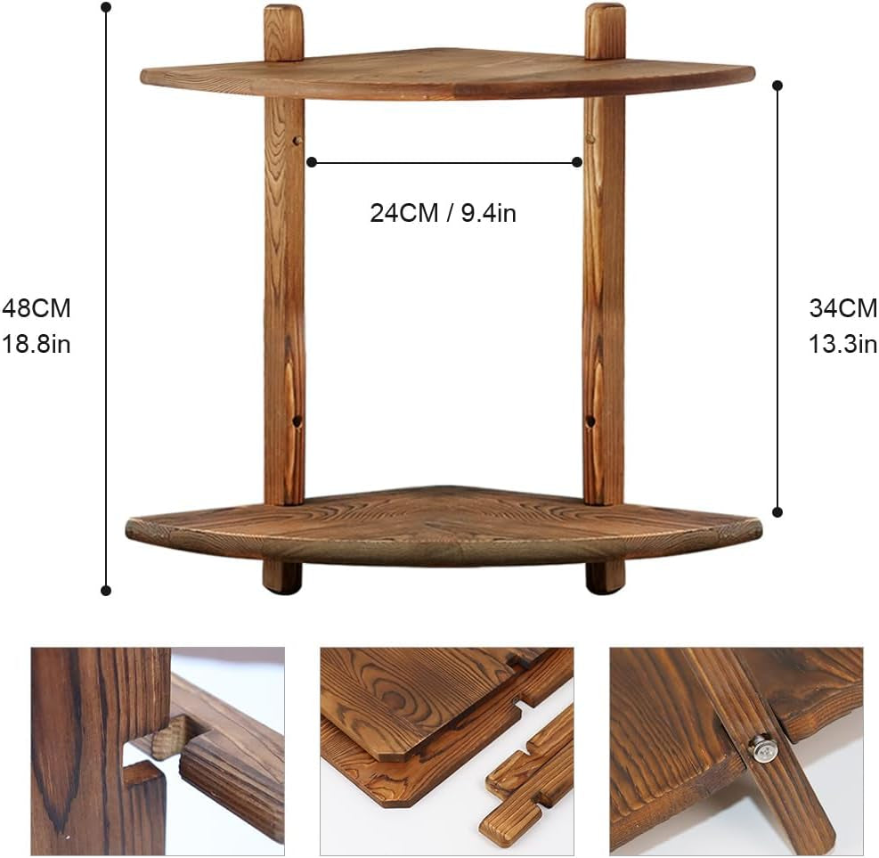 Floating Corner Shelf, Wood Bookshelf Floating Wall Mounted, Small Corner Shelve