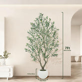 Realistic Artificial Olive Tree with Thick Trunk & Lifelike Fruit – 5/6/7/8FT, Perfect for Home & Office Décor with round White Pot