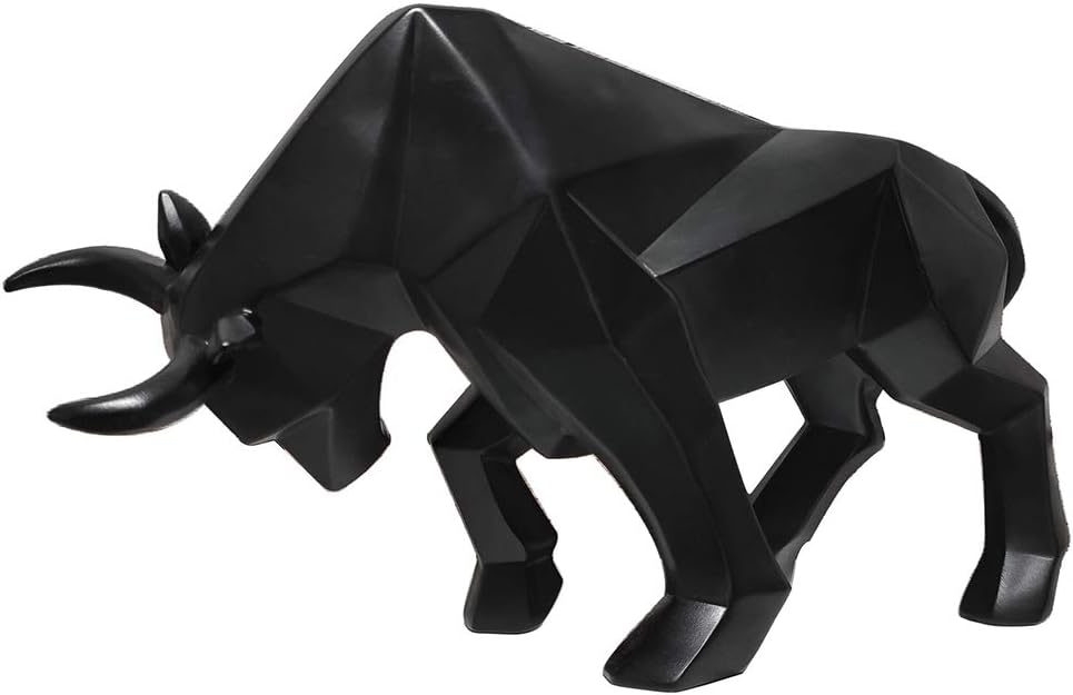 Polyresin Bull Figurine Home Decor, Abstract Sculptures, Originality Home Decoration Furnishing Animal Ornament, Geometric Surface Statues Home Decor Ornament