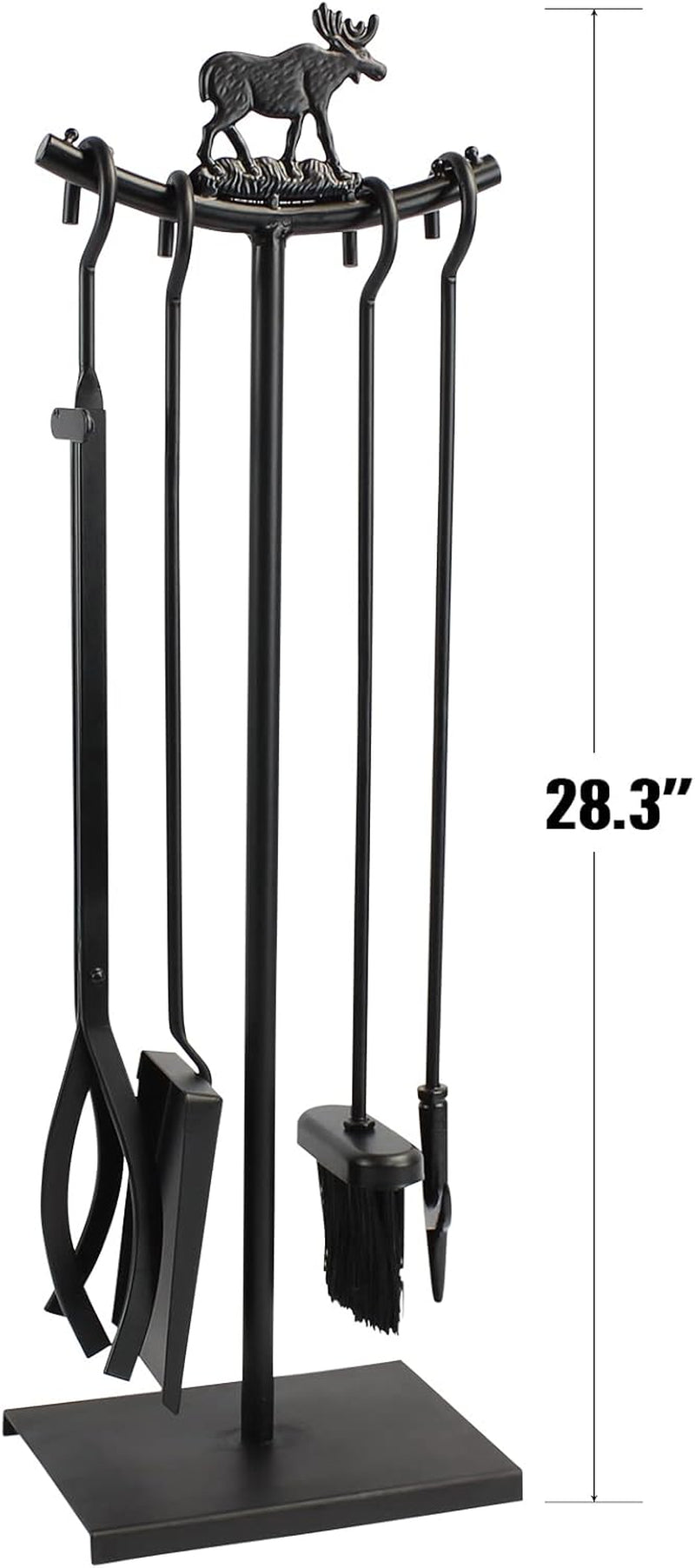 5 Pieces Fireplace Tools Set Strength Wrought Iron Indoor Outdoor Fire Place Toolset Hearth Accessories Kit with Fireplace Brush, Fire Poker, Fireplace Shovel, Firewood Tong
