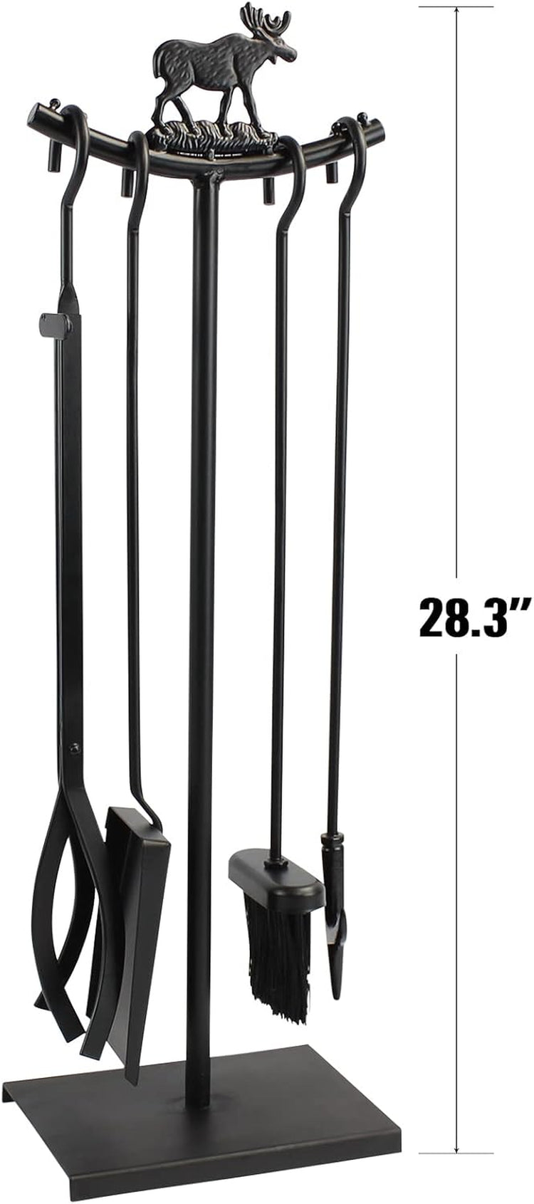 5 Pieces Fireplace Tools Set Strength Wrought Iron Indoor Outdoor Fire Place Toolset Hearth Accessories Kit with Fireplace Brush, Fire Poker, Fireplace Shovel, Firewood Tong