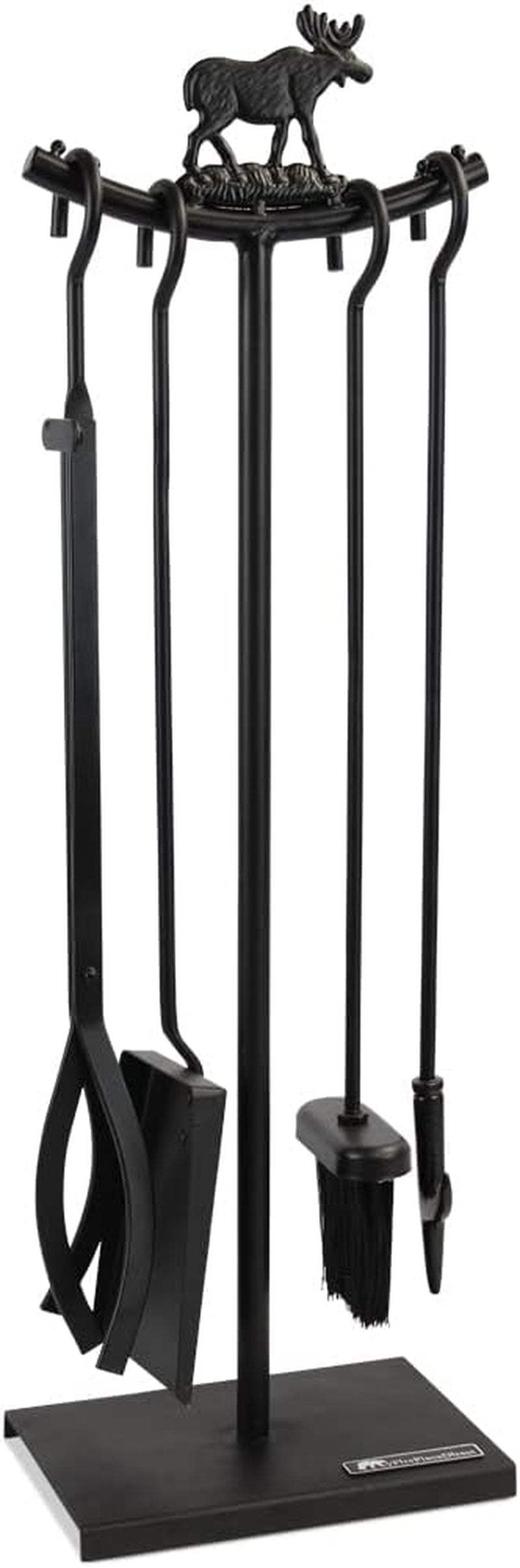 5 Pieces Fireplace Tools Set Strength Wrought Iron Indoor Outdoor Fire Place Toolset Hearth Accessories Kit with Fireplace Brush, Fire Poker, Fireplace Shovel, Firewood Tong