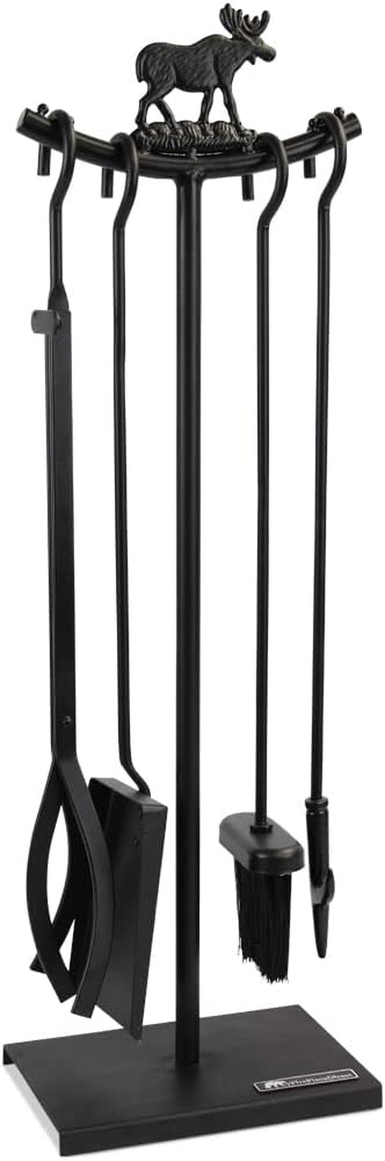 5 Pieces Fireplace Tools Set Strength Wrought Iron Indoor Outdoor Fire Place Toolset Hearth Accessories Kit with Fireplace Brush, Fire Poker, Fireplace Shovel, Firewood Tong