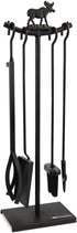 5 Pieces Fireplace Tools Set Strength Wrought Iron Indoor Outdoor Fire Place Toolset Hearth Accessories Kit with Fireplace Brush, Fire Poker, Fireplace Shovel, Firewood Tong