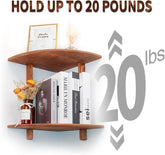 Floating Corner Shelf, Wood Bookshelf Floating Wall Mounted, Small Corner Shelve